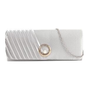 6741 Satin Evening Bag Rhinestone Envelope Handbag Party Clutch Chain Purse